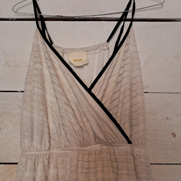 Anthropologie Racerback Sheer Maxi Tan Off White Dress By Maeve Size Small - Picture 4 of 10